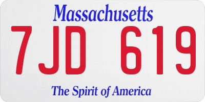 MA license plate 7JD619