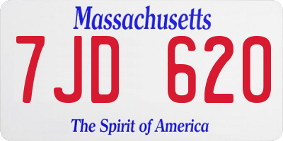 MA license plate 7JD620