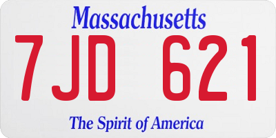 MA license plate 7JD621