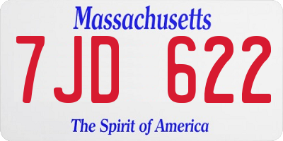 MA license plate 7JD622