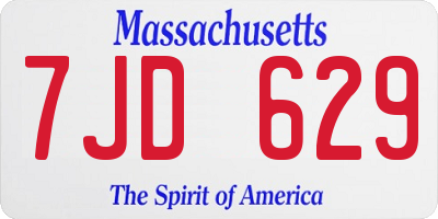 MA license plate 7JD629