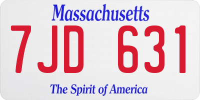 MA license plate 7JD631