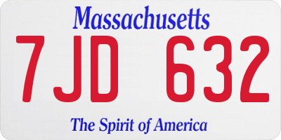 MA license plate 7JD632