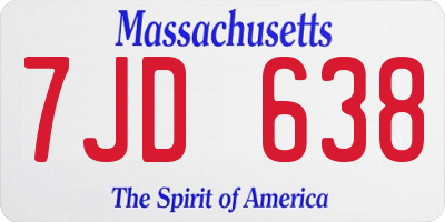 MA license plate 7JD638