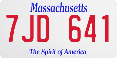 MA license plate 7JD641