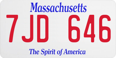 MA license plate 7JD646