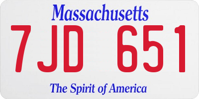 MA license plate 7JD651