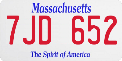 MA license plate 7JD652