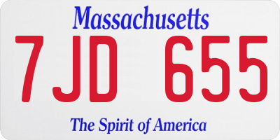 MA license plate 7JD655