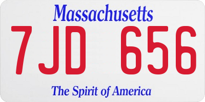 MA license plate 7JD656