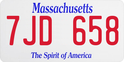 MA license plate 7JD658
