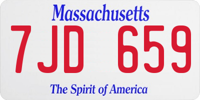 MA license plate 7JD659