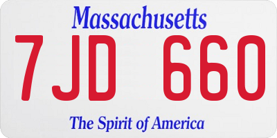 MA license plate 7JD660