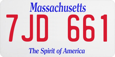 MA license plate 7JD661