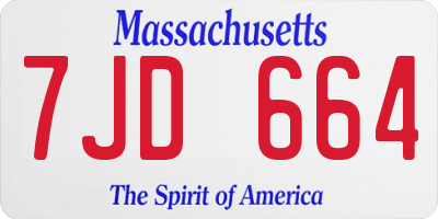 MA license plate 7JD664