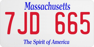 MA license plate 7JD665