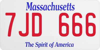 MA license plate 7JD666