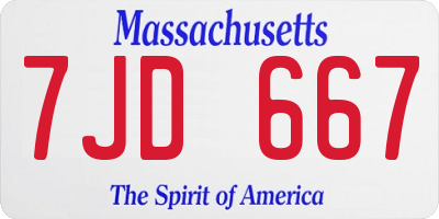 MA license plate 7JD667