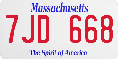 MA license plate 7JD668