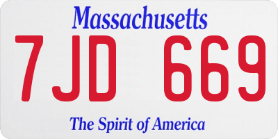 MA license plate 7JD669