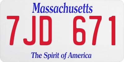 MA license plate 7JD671