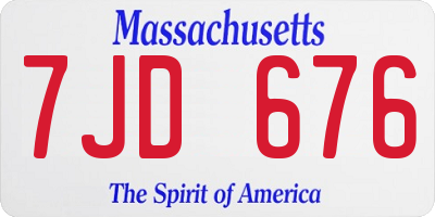 MA license plate 7JD676