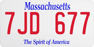 MA license plate 7JD677