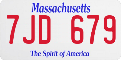 MA license plate 7JD679