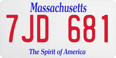 MA license plate 7JD681