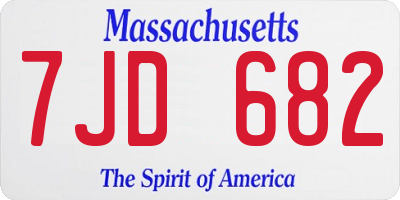 MA license plate 7JD682