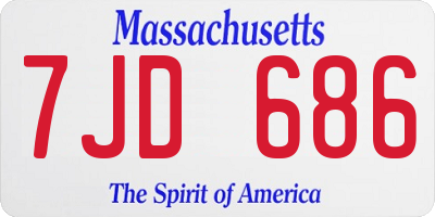 MA license plate 7JD686