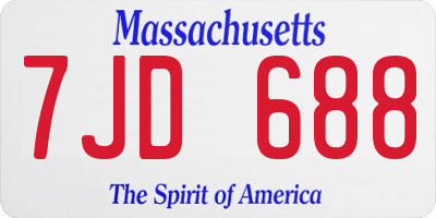 MA license plate 7JD688