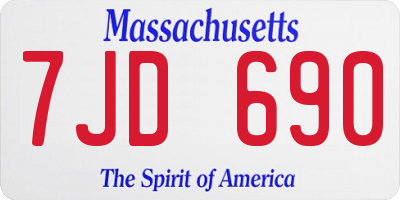 MA license plate 7JD690