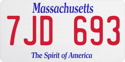 MA license plate 7JD693