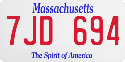 MA license plate 7JD694