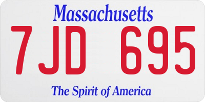 MA license plate 7JD695