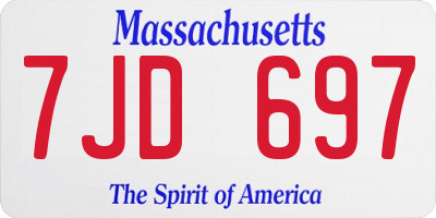 MA license plate 7JD697