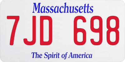MA license plate 7JD698