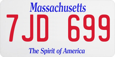 MA license plate 7JD699