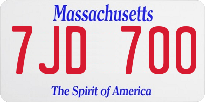 MA license plate 7JD700