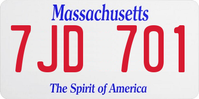 MA license plate 7JD701