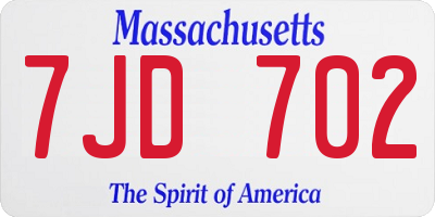 MA license plate 7JD702