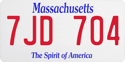 MA license plate 7JD704