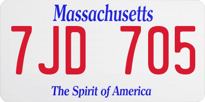 MA license plate 7JD705