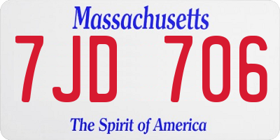 MA license plate 7JD706