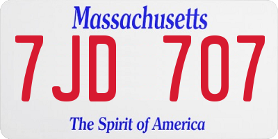 MA license plate 7JD707