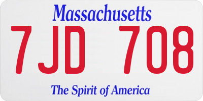 MA license plate 7JD708