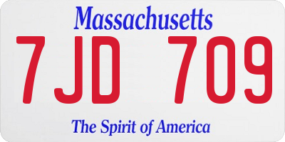 MA license plate 7JD709