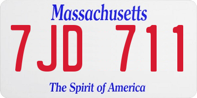 MA license plate 7JD711