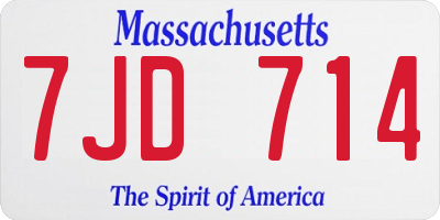 MA license plate 7JD714